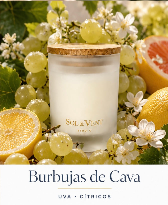 Vela Burbujas de Cava de Sol&Vent entre uvas blancas y cítricos